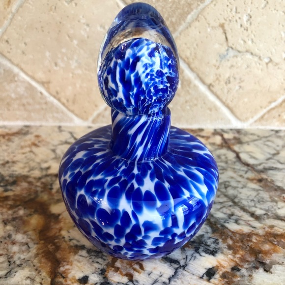 Other - Blue and White Glass Perfume Bottle-EUC